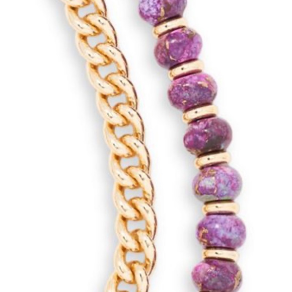 NWT Kendra Scott- Rebecca Gold Multi Strand Necklace Purple Beaded - Picture 4 of 7